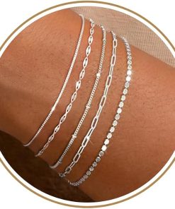 MBW Sterling Silver Simple Thin Bracelets for Women Trendy